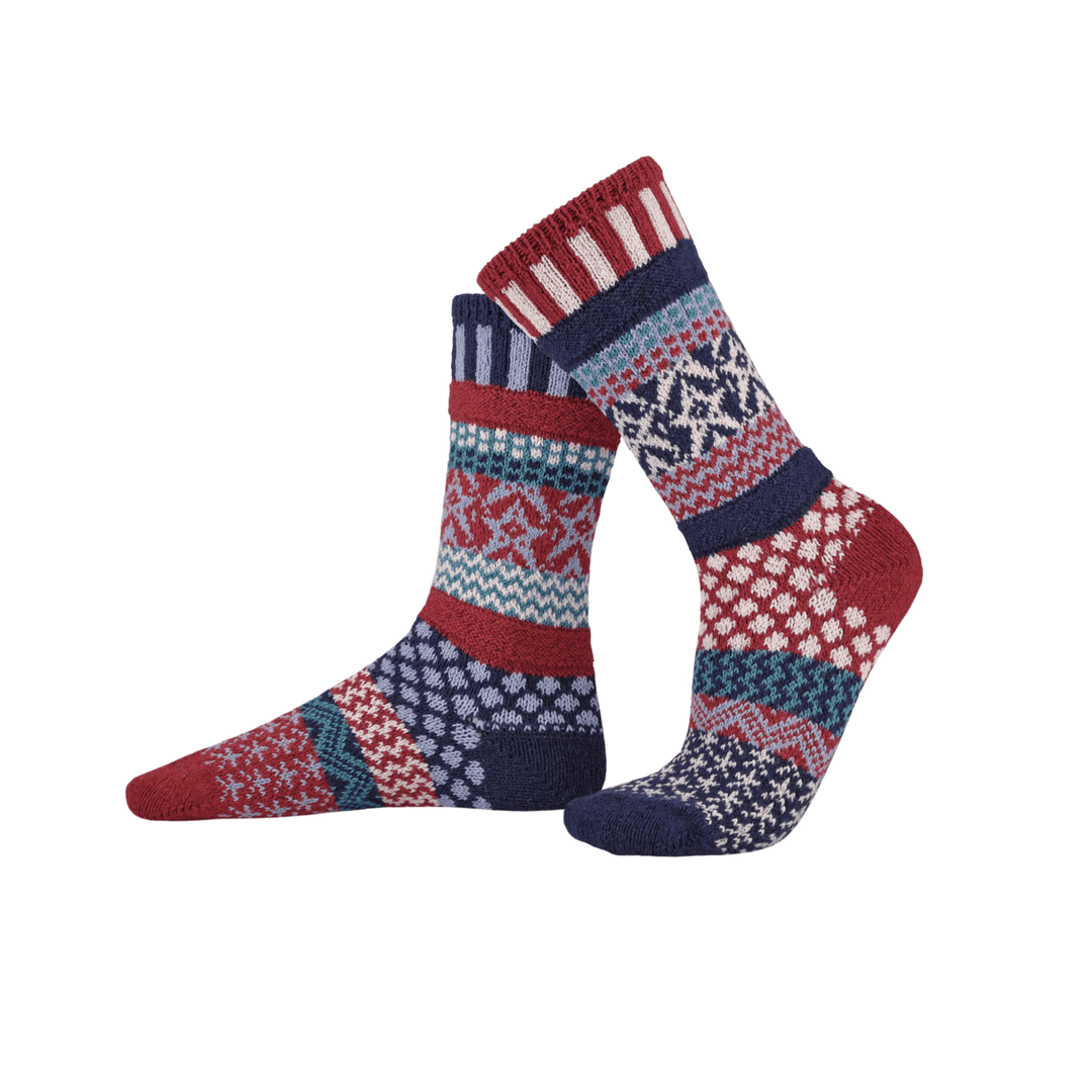 Solmate STARS AND STRIPES Knitted Crew Socks | Made in USA | These socks are delightfully mismatched & so very comfortable.  American Made Women's Boutique.