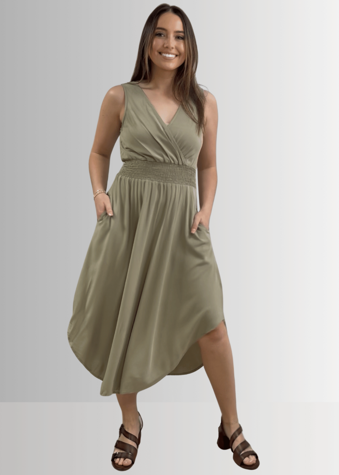 Camila Smocked Waist Midi Dress Medium Camila Smocked Waist Midi Dress Medium