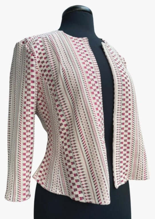 Made in USA, Women's High End Designer, Elana Kattan, Textured 3/4 sleeve Bolero Jacket, Hand Washable, Made in Miami Fl, USA,  Matching Dress Available | Classy Cozy Cool Made in America Boutique