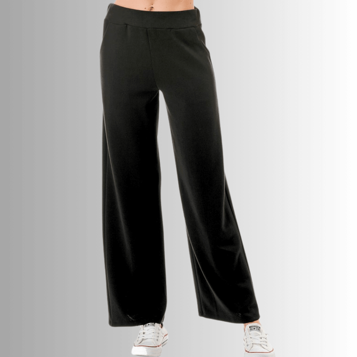 Made in USA Super Soft Relaxed Fit Pant Material Compares to LuLulemon Scuba Line Wrinkle Resistant Medium Weight Material Feels Ultra Lightweight and Soft Side Pockets in Black