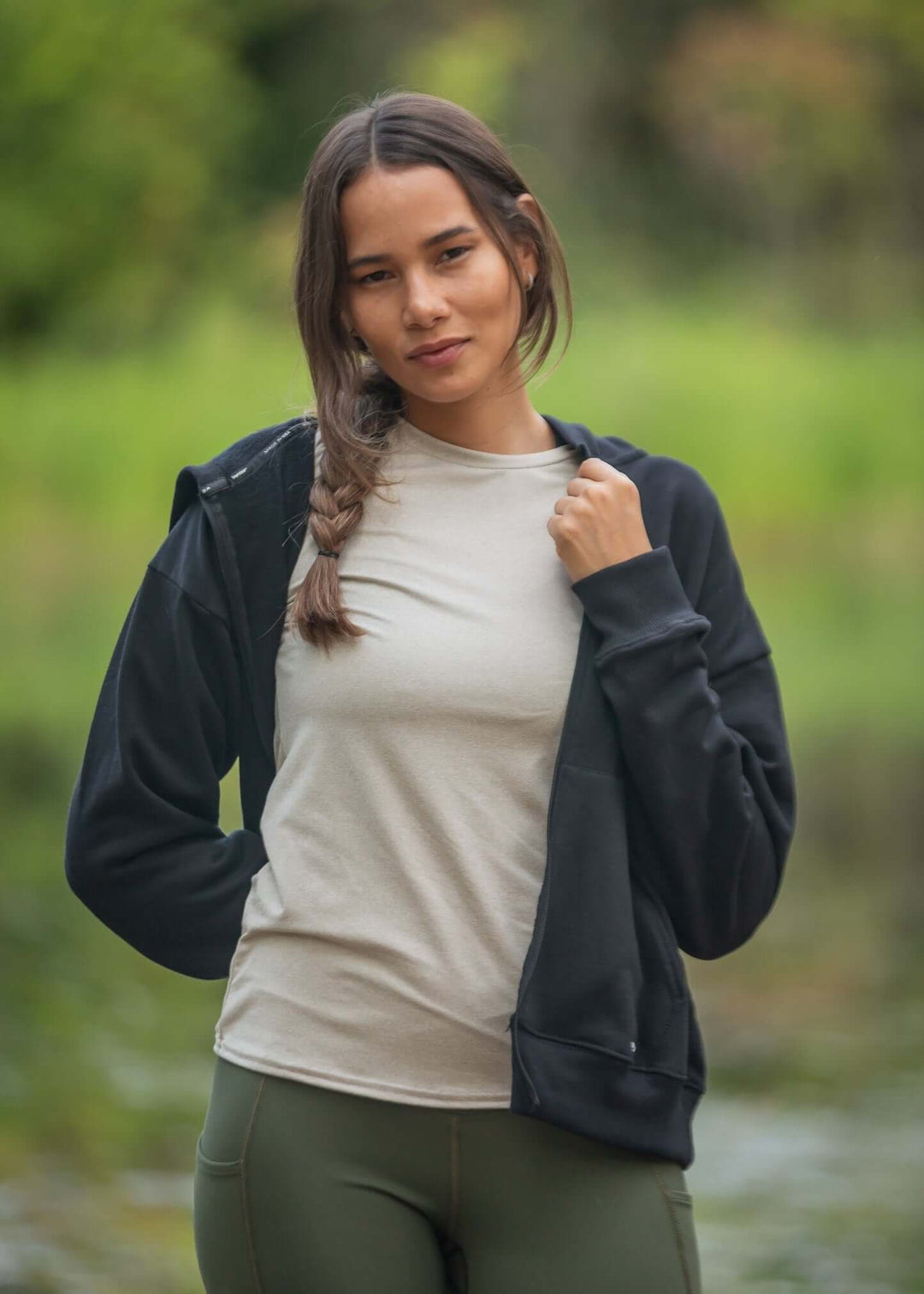 Made in USA WSI Sportswear Women's Cotton HIGHLAND FLEECE FULL ZIP SWEATSHIRT, Medium Weight in Black or Moss Green