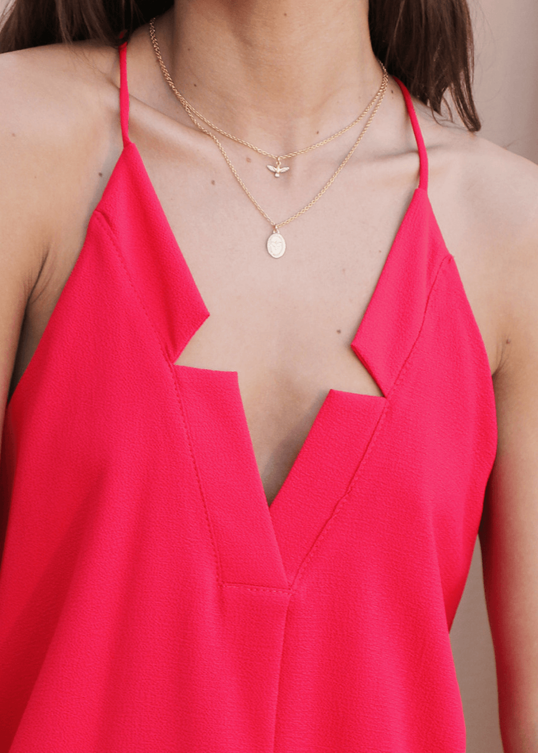 Meet your new go-to tank—the Star Neckline Tank Top in vibrant Tomato Red. Featuring a striking star cutout at the neckline and racerback spaghetti straps.  Made in the USA, it's the versatile piece every closet needs. 