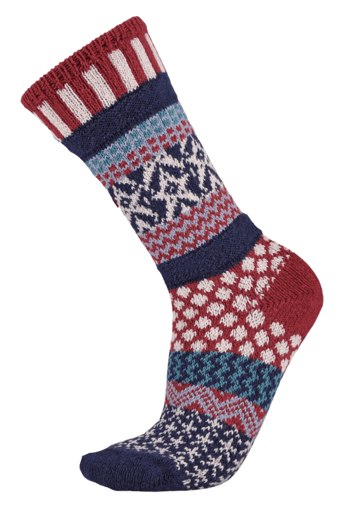 Solmate STARS AND STRIPES Knitted Crew Socks | Made in USA | These socks are delightfully mismatched & so very comfortable.  American Made Women's Boutique.