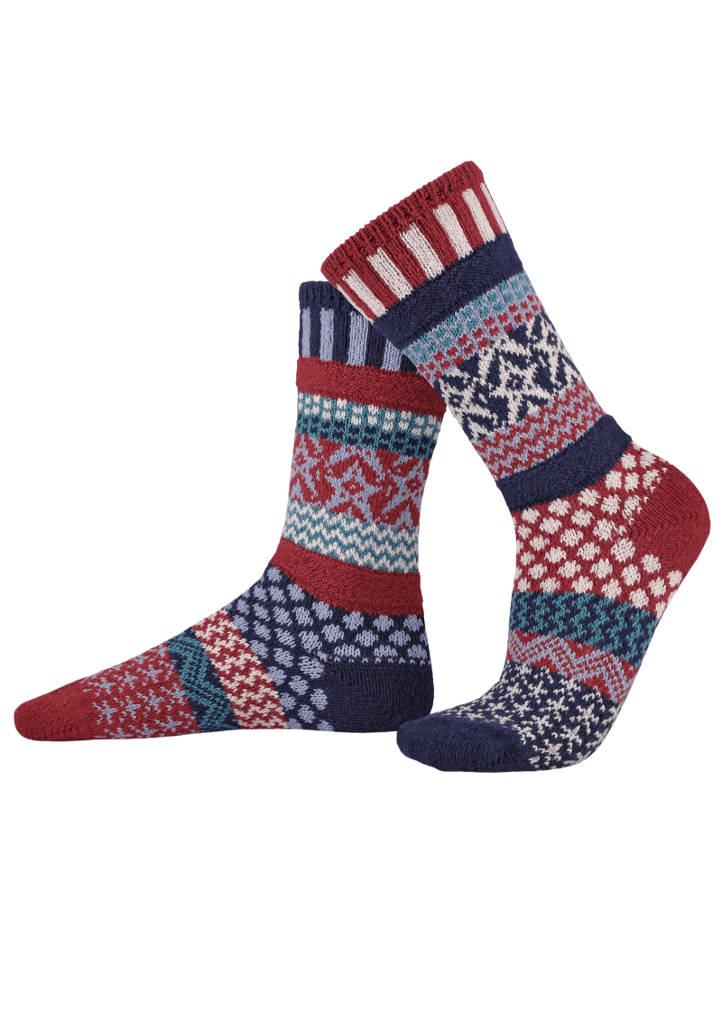 Solmate STARS AND STRIPES Knitted Crew Socks | Made in USA | These socks are delightfully mismatched & so very comfortable.  American Made Women's Boutique.