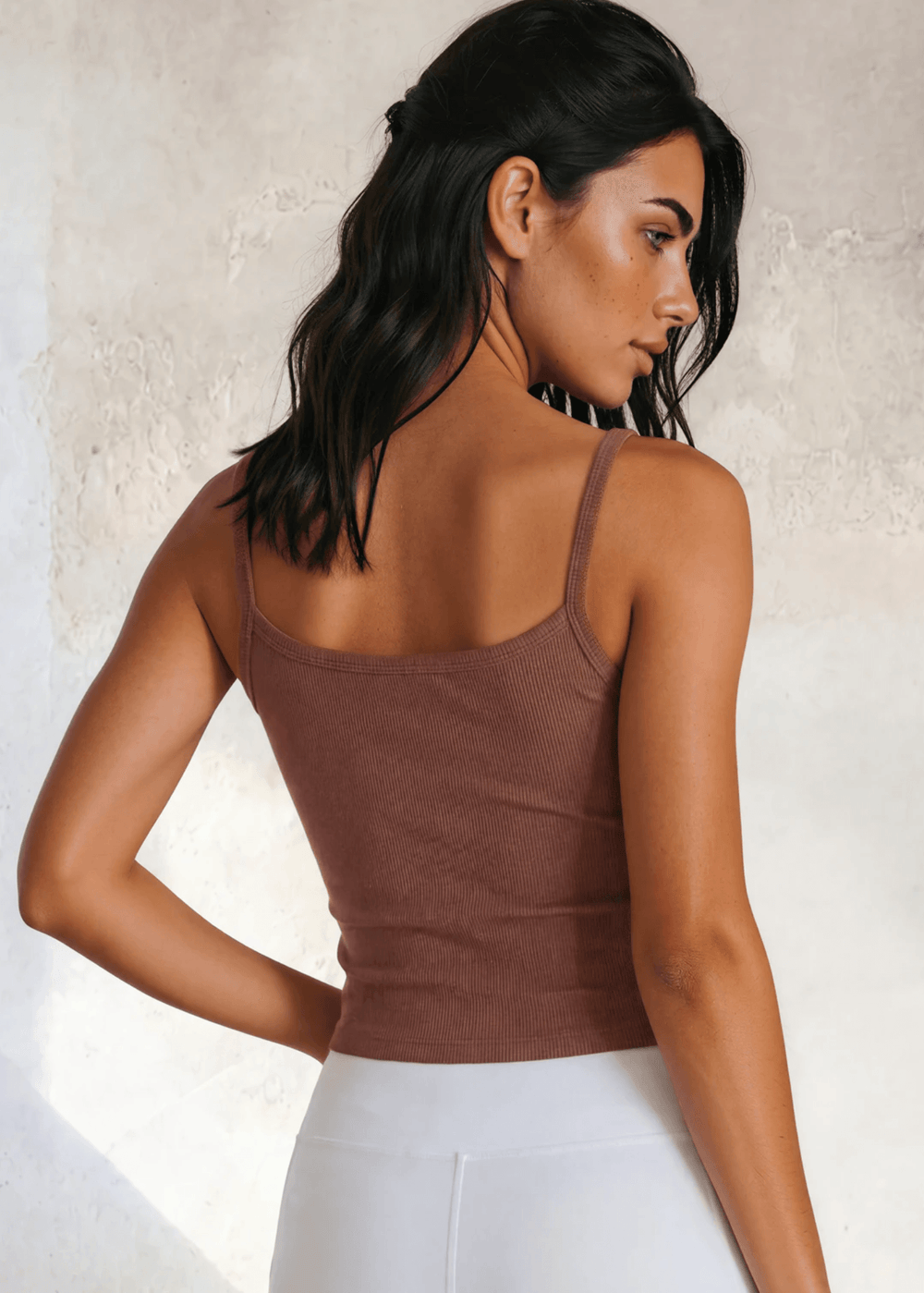 The Strappy by Bra30 — The "After Bra" You'll Live In Meet your new everyday essential. The Strappy is a cotton short ribbed crop top with thin straps in Brick, Proudly Made in USA