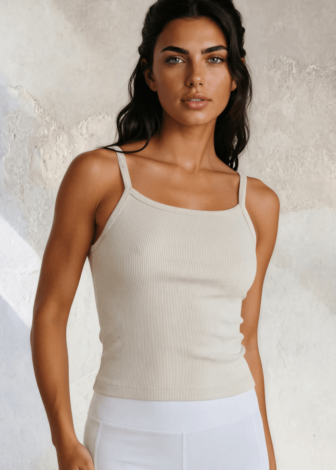 The Strappy by Bra30 — The "After Bra" You'll Live In Meet your new everyday essential. The Strappy is a cotton short ribbed crop top with thin straps in Egg Nog Cream Color, Proudly Made in USA