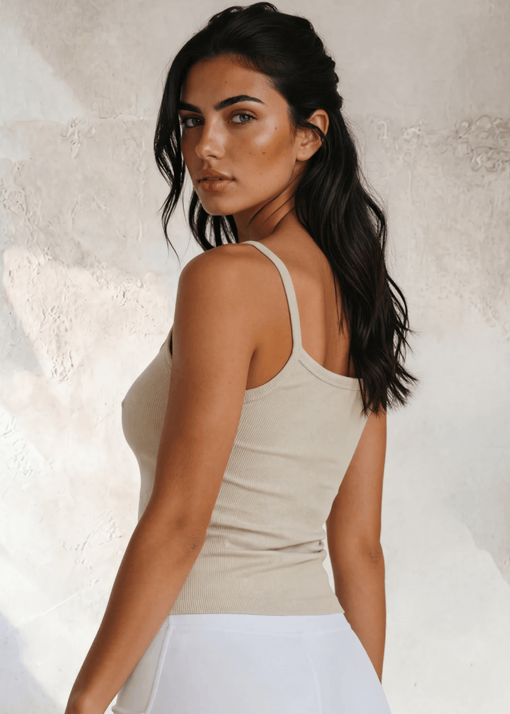 The Strappy by Bra30 — The "After Bra" You'll Live In Meet your new everyday essential. The Strappy is a cotton short ribbed crop top with thin straps in Egg Nog Cream Color, Proudly Made in USA