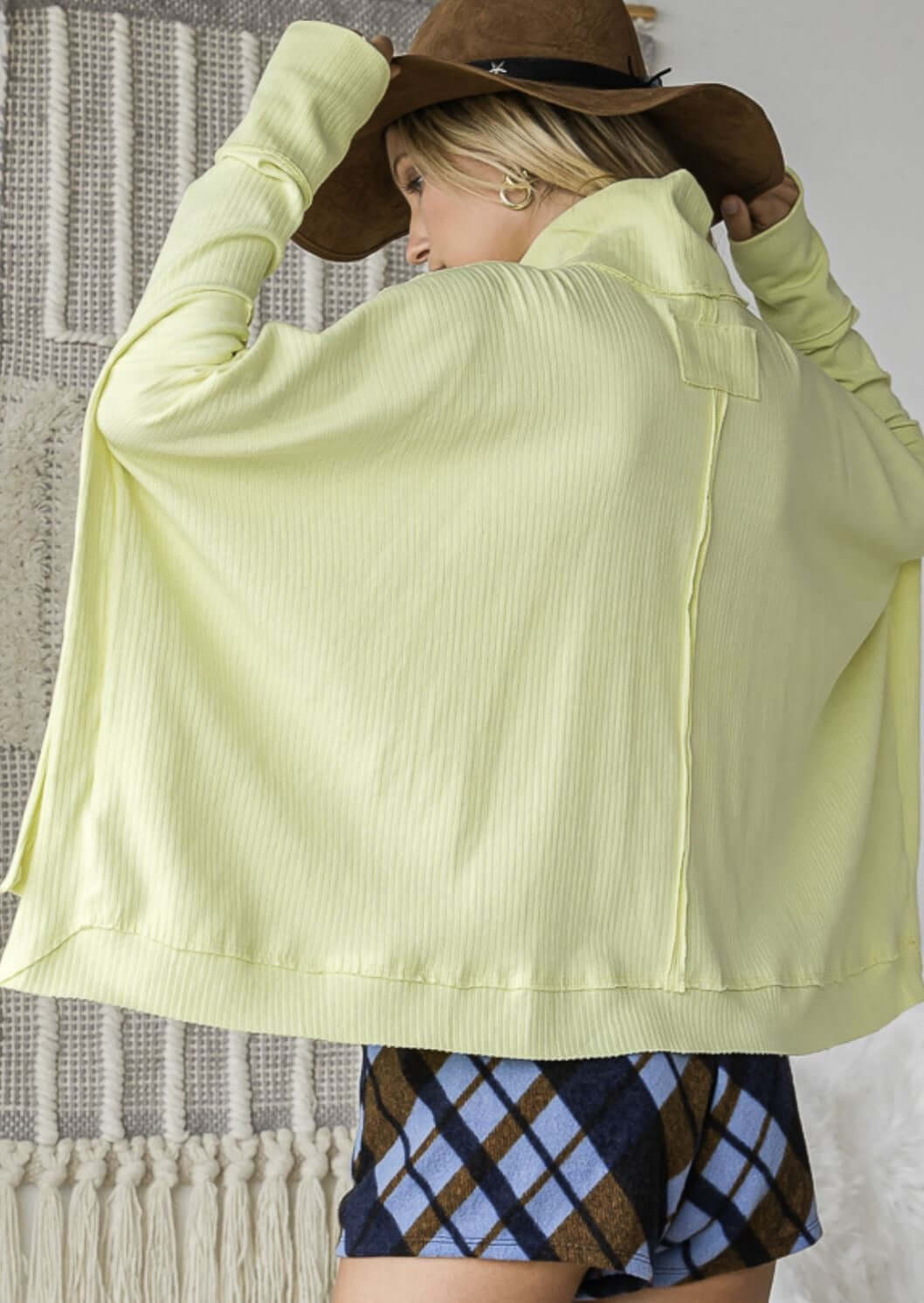Bucket List Style# T1591 | Ladies Soft & Comfortable Mock Turtle Neck Dolman Sleeve Top in Lime Green | Made in USA | Classy Cozy Cool Women's Made in America Boutique