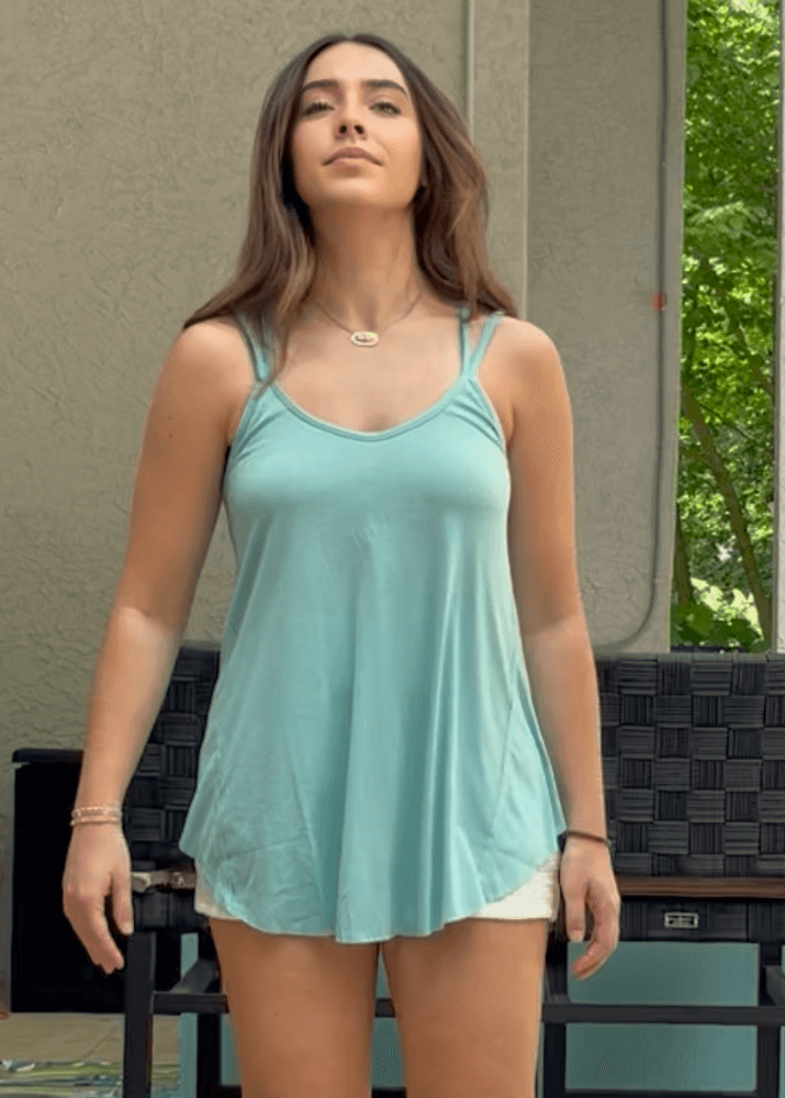 Mint Green Strappy Crossed Back Soft Flowy Ladies Tank Top  | Brand: Bucket List | Style # T1714 | Made in USA | Classy Cozy Cool Women’s Clothing Boutique
