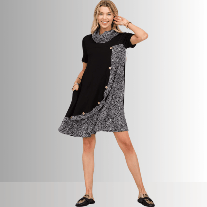 Teagan Cowl Neck A-Line Dress