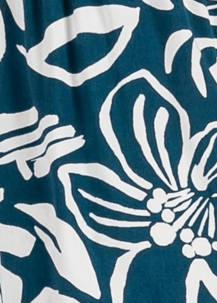 Made in USA Women's Teal Tropical Print Split-Front Flowy Pants shown with matching Cami Tank Top, Perfect for Beach Vacation, Matching Tank Top and Cardigan Available | Classy Cozy Cool Made in America Boutique