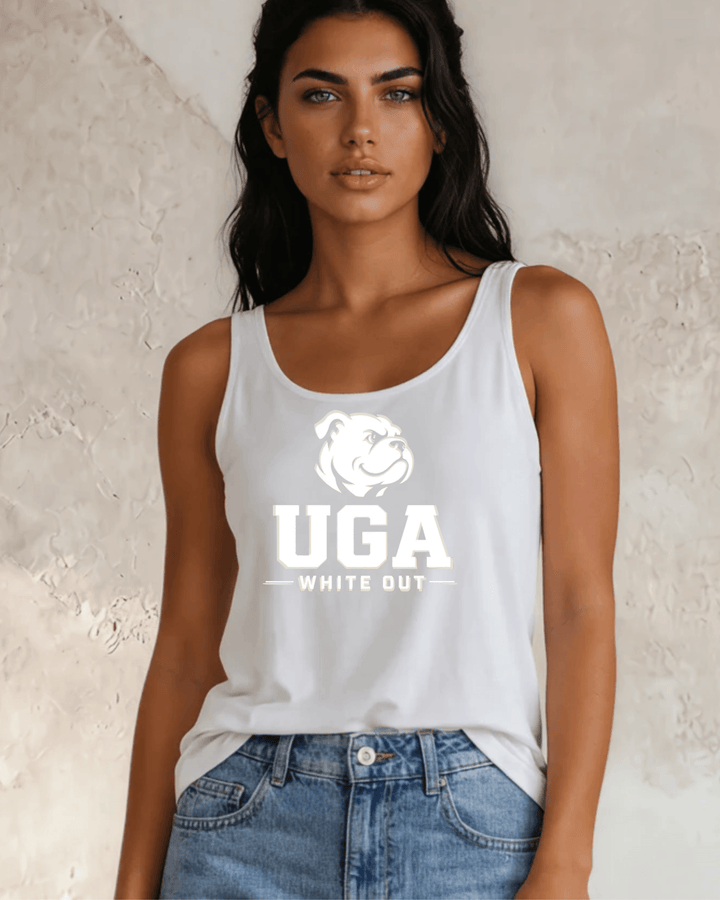 UGA White Out Graphic Tank Top Made in USA
