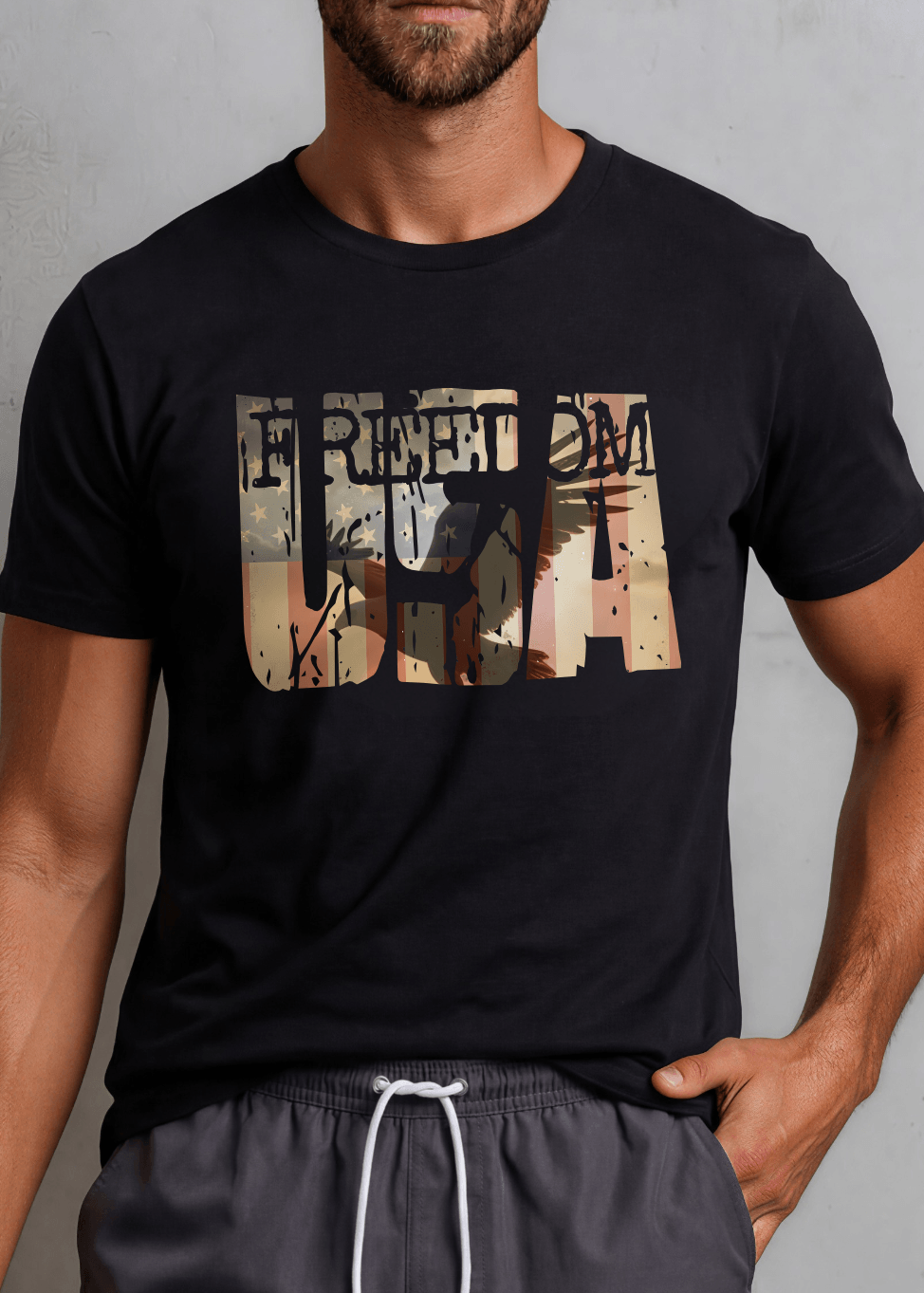 Men's FREEDOM USA Patriotic Silhouette Graphic Tee Made in USA