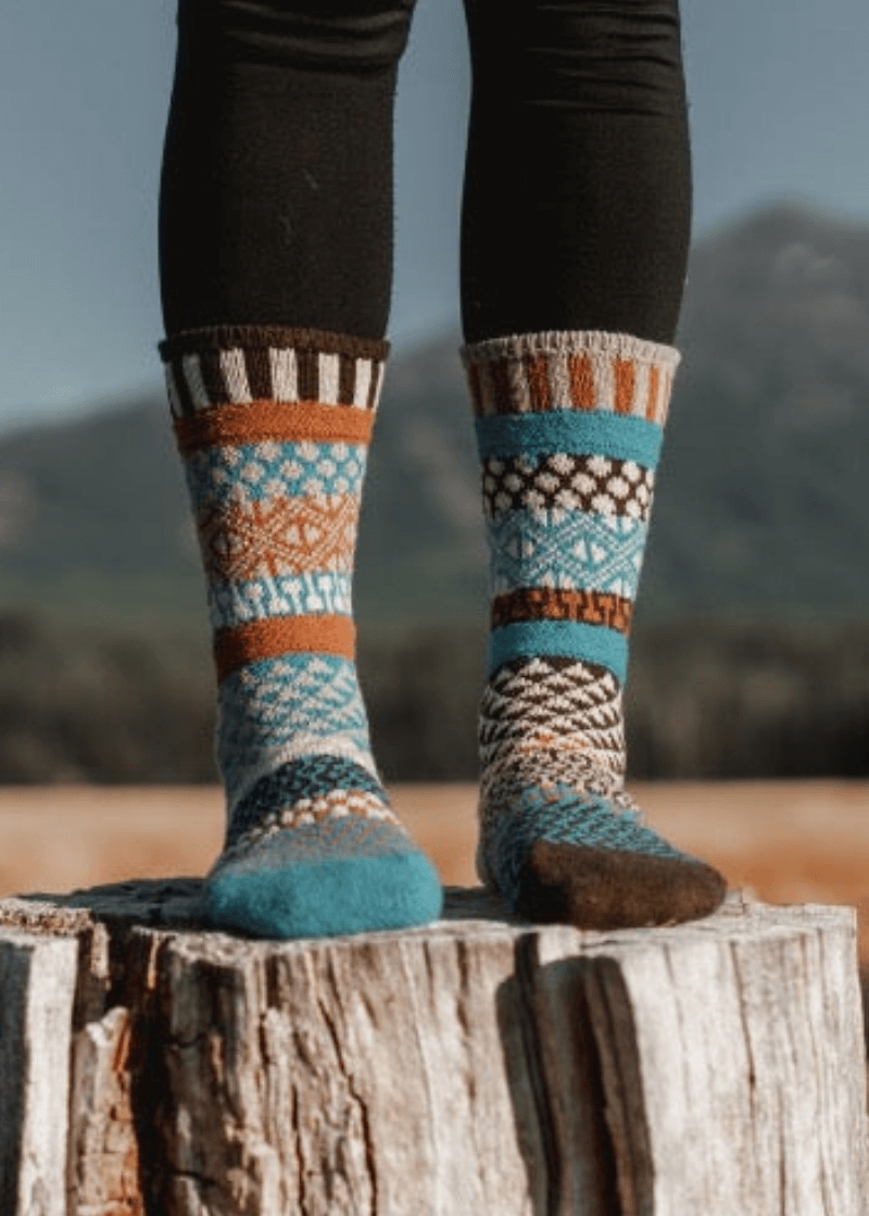 Solmate WALNUT Wool Blend Knitted Crew Socks Proudly Made USA | These socks are delightfully mismatched & so very comfortable.  Classy Cozy Cool 
