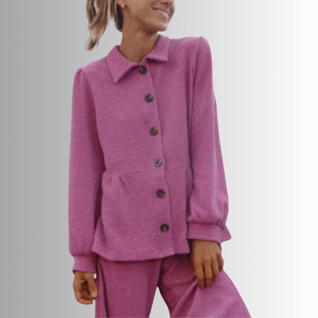 If She Loves Style# JK024A | Ari Jacket - Ladies USA Made Button Down Knitted Jacket in Fuchsia | Classy Cozy Cool Women's Made in America Boutique