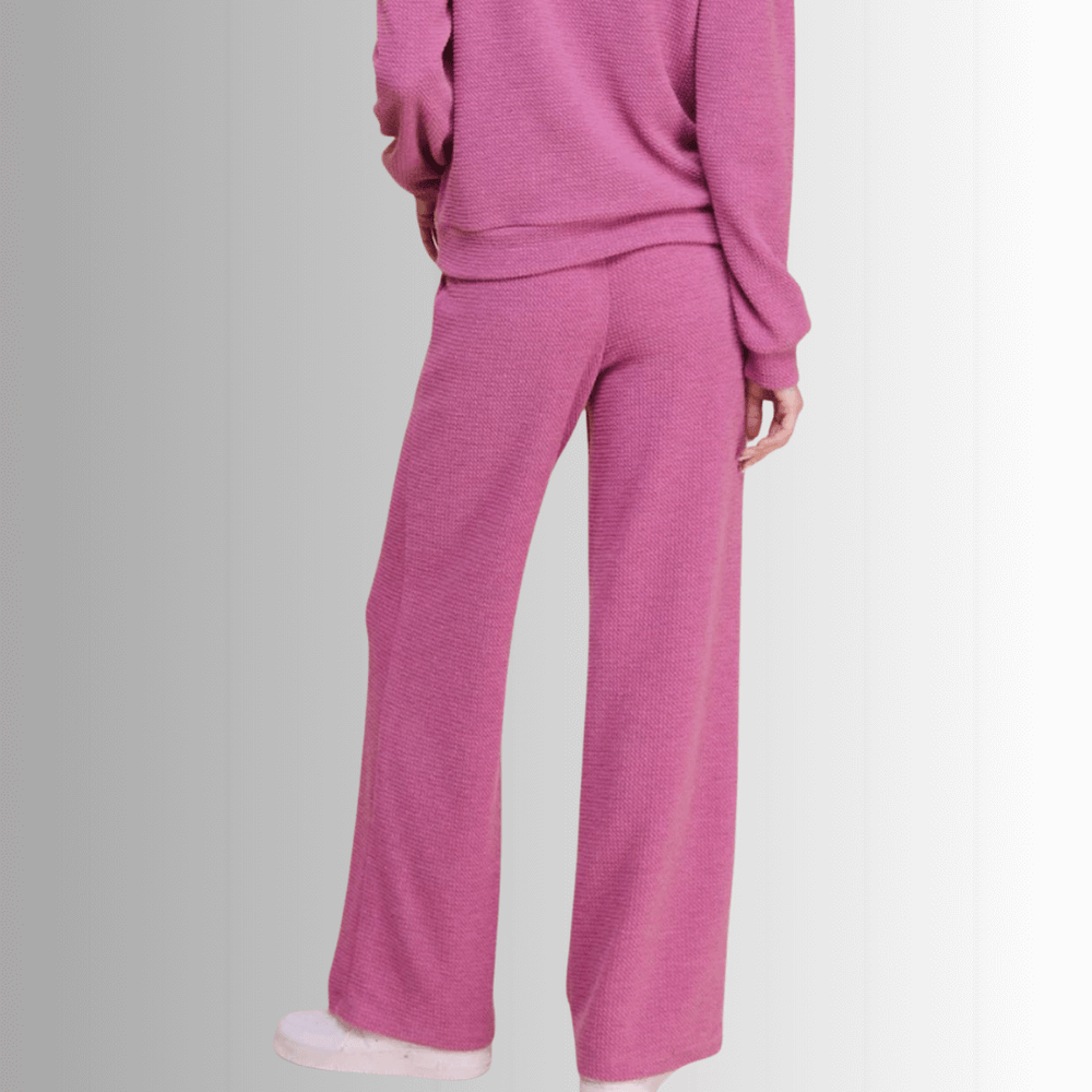 If She Loves Style# ISP1054AR | Ari Pant - Women's USA Made Elastic Waist Casual Knitted Pants in Fuchsia | Classy Cozy Cool Women's Made in America Clothing Boutique