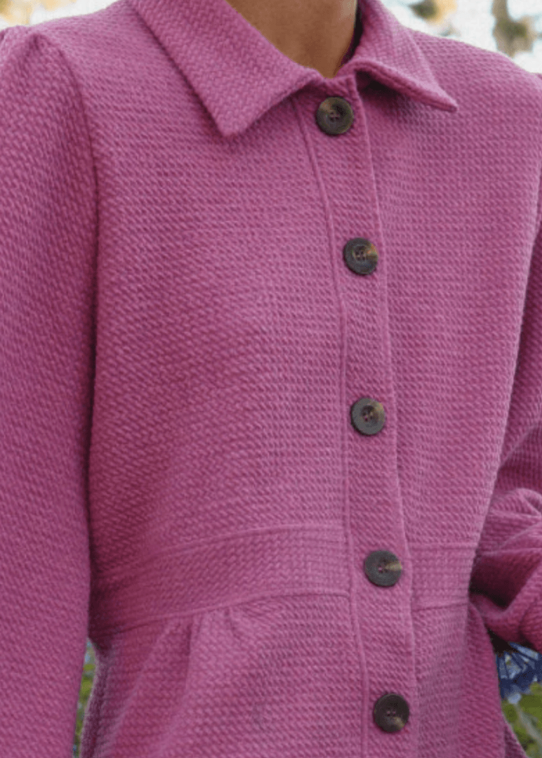 If She Loves Style# JK024A | Ari Jacket - Ladies USA Made Button Down Knitted Jacket in Fuchsia | Classy Cozy Cool Women's Made in America Boutique