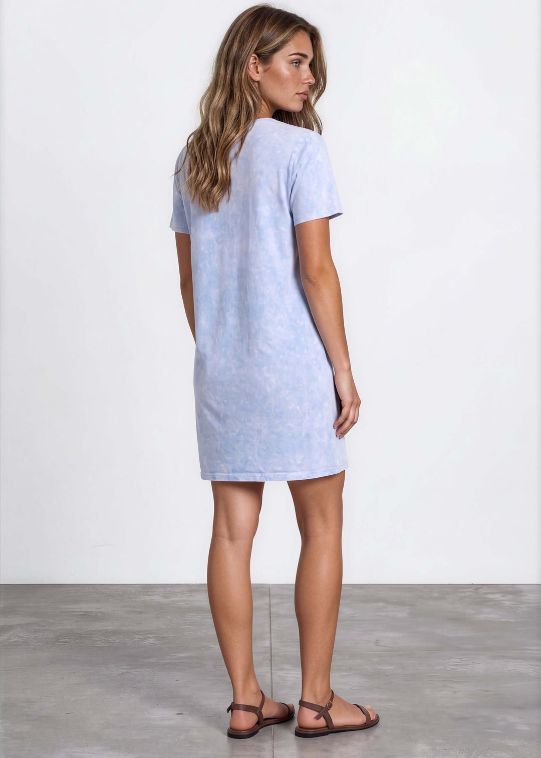 Women's Easy Going Casual Cotton Dress (Powder Blue)