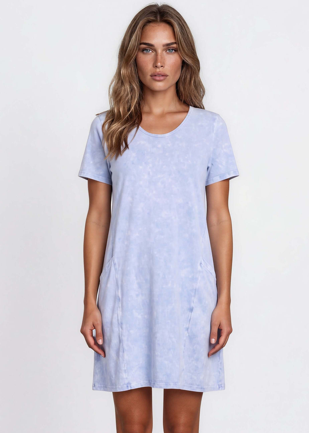 Women's Easy Going Casual Cotton Dress (Light Denim) Sky Blue / XL
