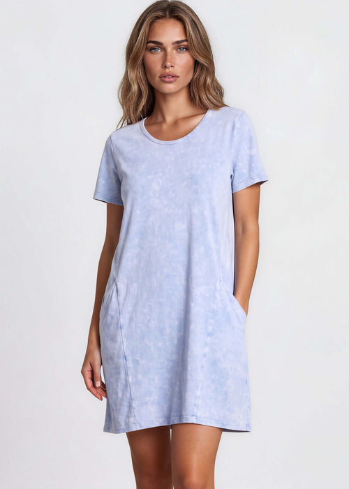 Women's Easy Going Casual Cotton Dress (Powder Blue)