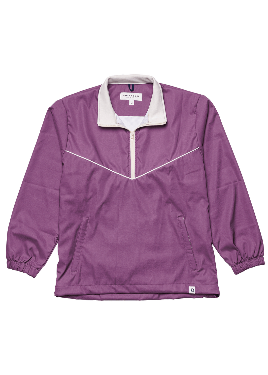 Made in USA Boathouse Stevenson Lightweight Waterproof Unisex Jacket Pullover, Mesh Lining, Side Pockets, Available in Black, Navy and Orchid