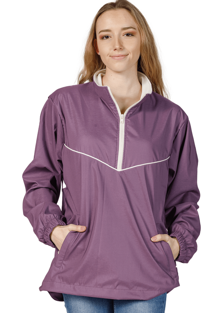 Made in USA Boathouse Stevenson Lightweight Waterproof Unisex Jacket Pullover, Mesh Lining, Side Pockets, Available in Black, Navy and Orchid