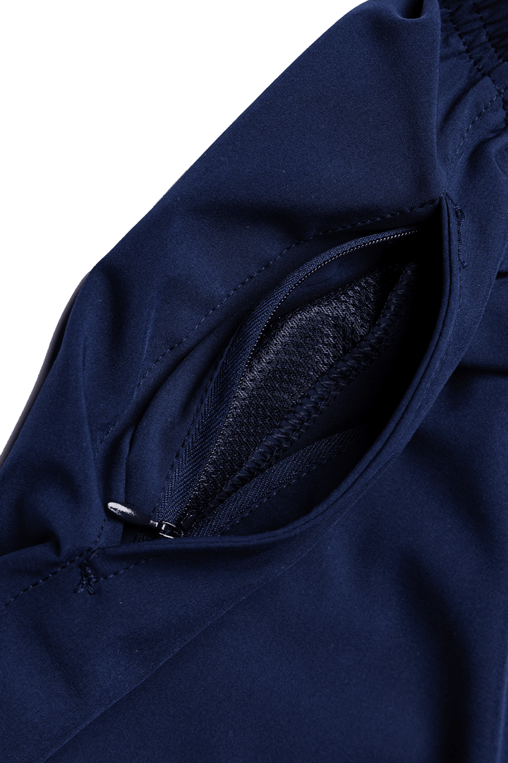Made in USA Women's Athletic Shorts | Boathouse Journey Shorts 2.0 | 4-way stretch & moisture-wicking fabric, Mesh pocket bottoms for drainage when underwater Hidden zippered pocket Elastic waistband Metal-tipped drawcord Welt back pocket that fits an iPhone | FIT+ Shell - 94% polyester, 6% spandex Pocket Lining - 100% Polyester Quadstretch technical fabric Woven with a water resistant coating Ultra Lightweight Inseam 4" - Available in Navy, Black and Plum