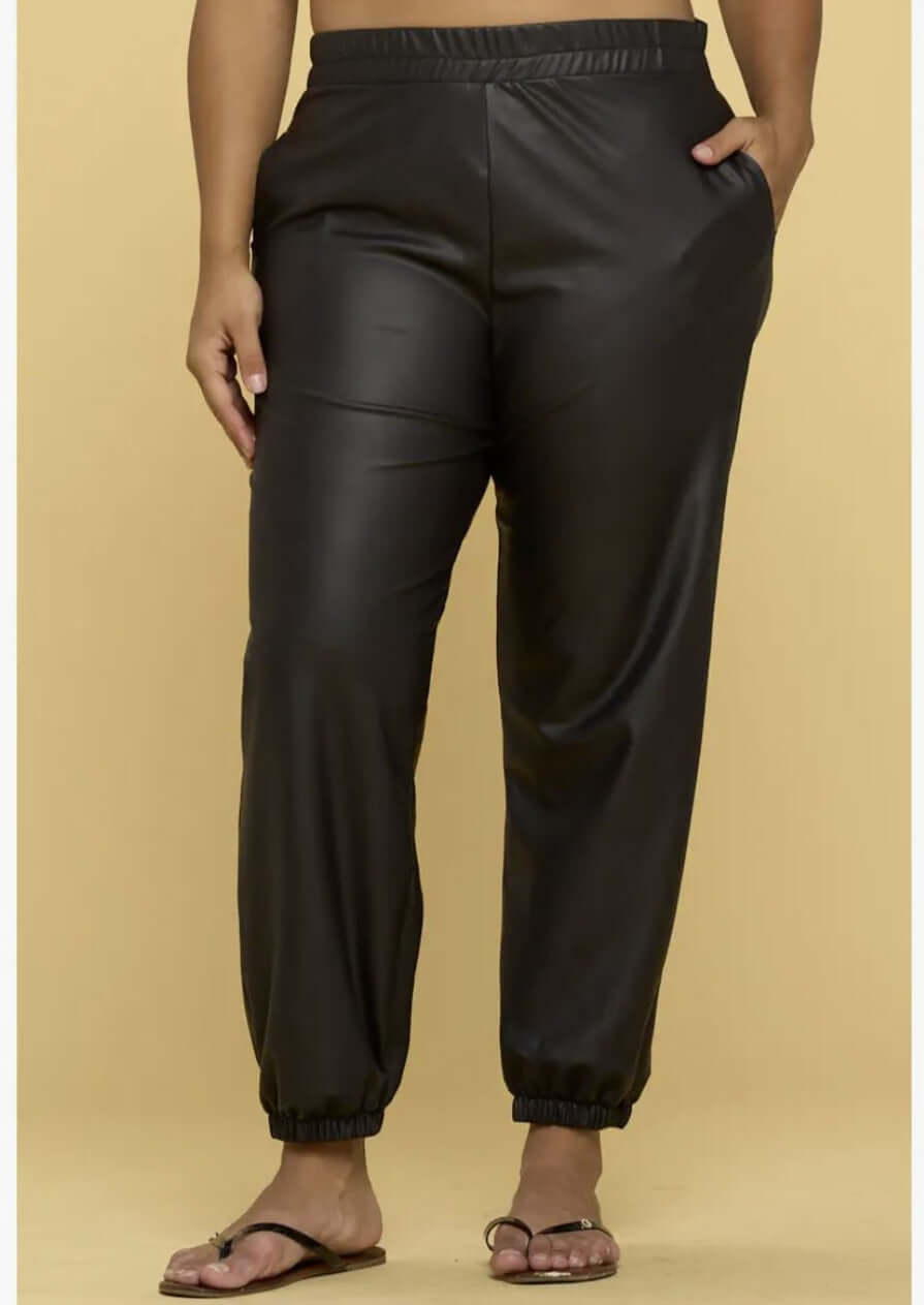 Faux Leather Joggers Made in USA - Plus Size - Clearance Final Sale