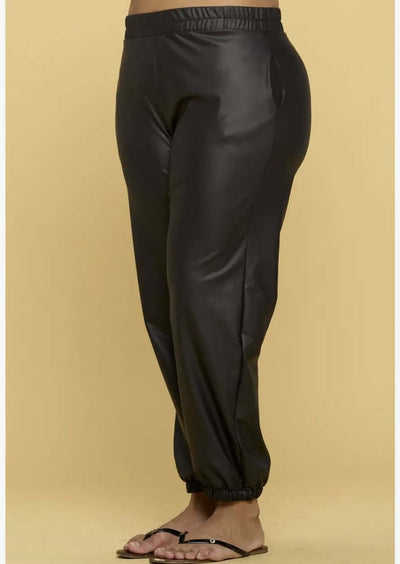 Faux Leather Joggers - Plus Size
