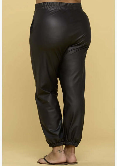 Faux Leather Joggers - Plus Size