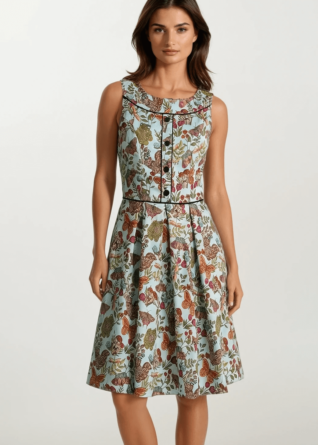 Vintage Style Dress Looking for a classic vintage style dress? Our Elizabeth cut with all its details is everything you could want and more! Shown in our Woodland Whimsy print, this cotton dress features piping details throughout the bodice