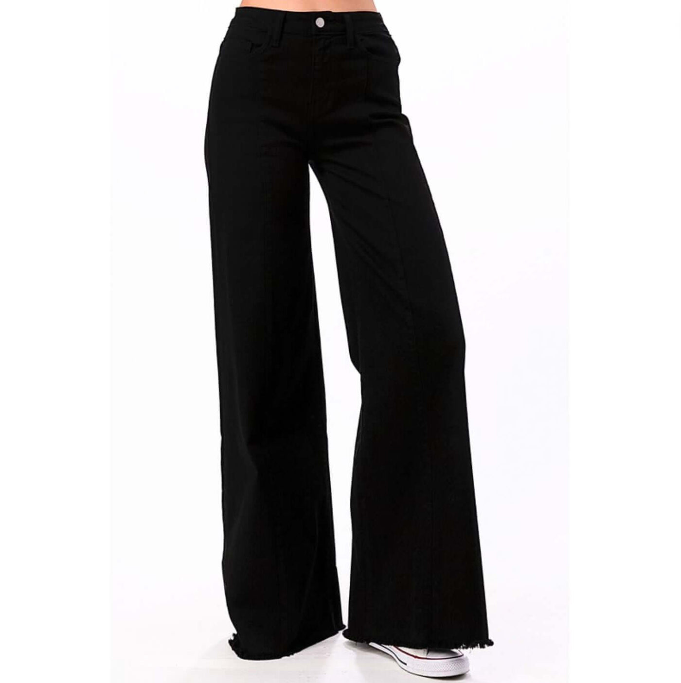 Black O2 Denim 505 High Waist Flare Jeans | Style PW505 | Women's fashion clothing made in the USA | Classy Cozy Cool American Boutique