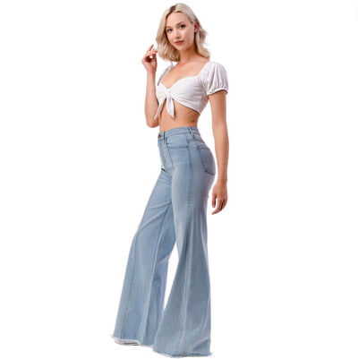 O2 Denim 505 High Waist Flare Jeans in Black Denim | Style PW505 | Women's fashion clothing made in the USA | Classy Cozy Cool American Boutique