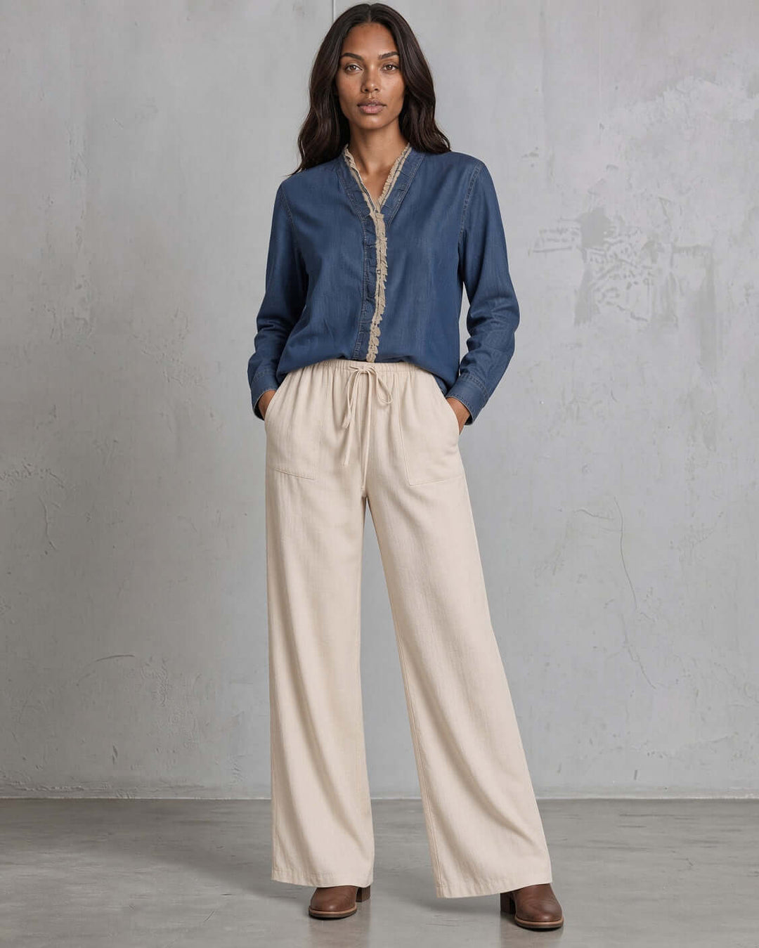Jaded Gypsy Cutting Edge Button Down Lace Detail Cotton Denim Top With Raw Edge Detail | Made In USA | Made in America Women&