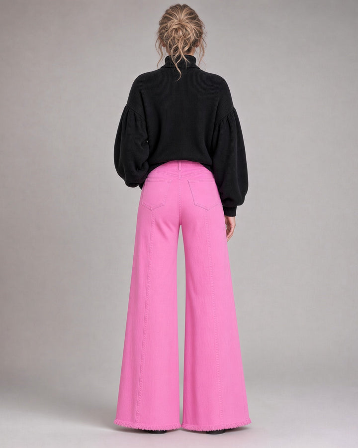 O2 Denim 505 High Waist Flare Jeans in Fuchsia Pink | Style PW505 | Women&