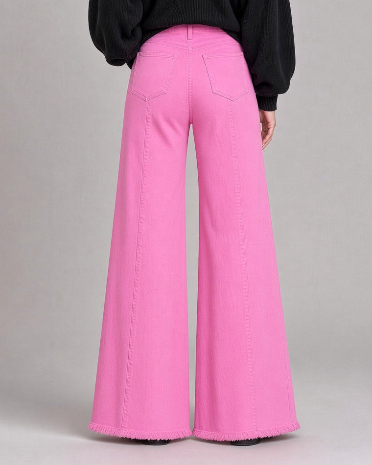 O2 Denim 505 High Waist Flare Jeans in Fuchsia Pink | Style PW505 | Women&