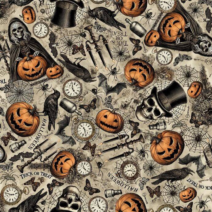 Skulls &amp; Pumpkins Fit &amp; Flare Dress
