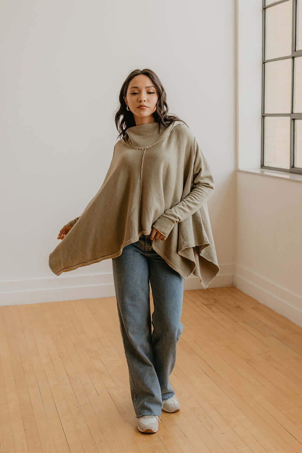 Effortlessly cool. This Free Spirit hoodie is oversized, but flattering. Dress it up with a pair of your favorite jeans or keep it cozy in sweats. + Olive / Black+ Available in S-XL+ Machine wash cold+ Tumble dry on low 100% Organic Cotton Ethically made in Los Angeles, CA