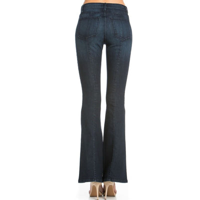 Denim Jeans Made in USA | Rumor Has It Front Seam Flared Denim Jeans Dark Wash | O2 Denim Style PF3023 | Made in the USA | Classy Cozy Cool Women’s Clothing Boutique