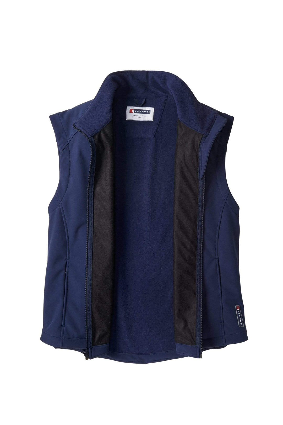 Made in USA BOATHOUSE Men's Equinox Soft Shell Vest is the perfect all-weather vest. Water-resistant, breathable, and lightweight, Available in Navy, Black and Graphite