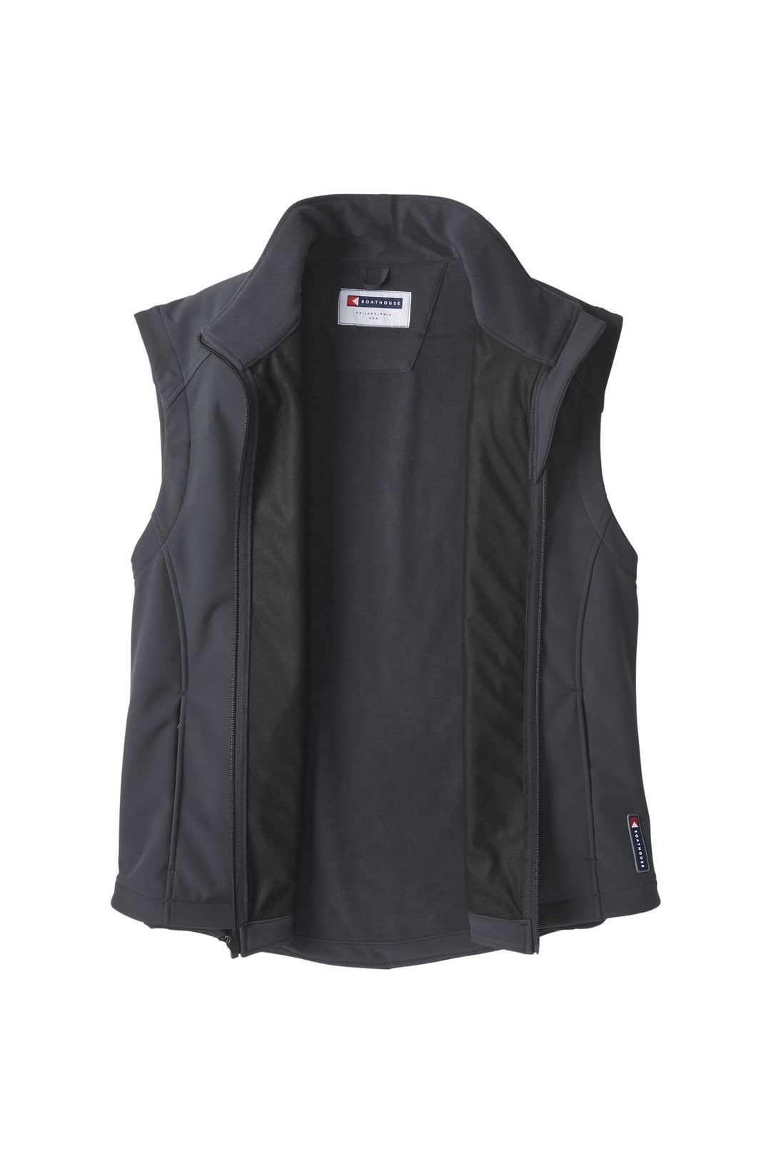 Made in USA BOATHOUSE Men's Equinox Soft Shell Vest is the perfect all-weather vest. Water-resistant, breathable, and lightweight, Available in Navy, Black and Graphite