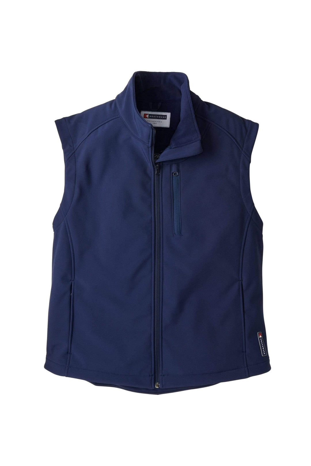 Made in USA BOATHOUSE Men's Equinox Soft Shell Vest is the perfect all-weather vest. Water-resistant, breathable, and lightweight, Available in Navy, Black and Graphite