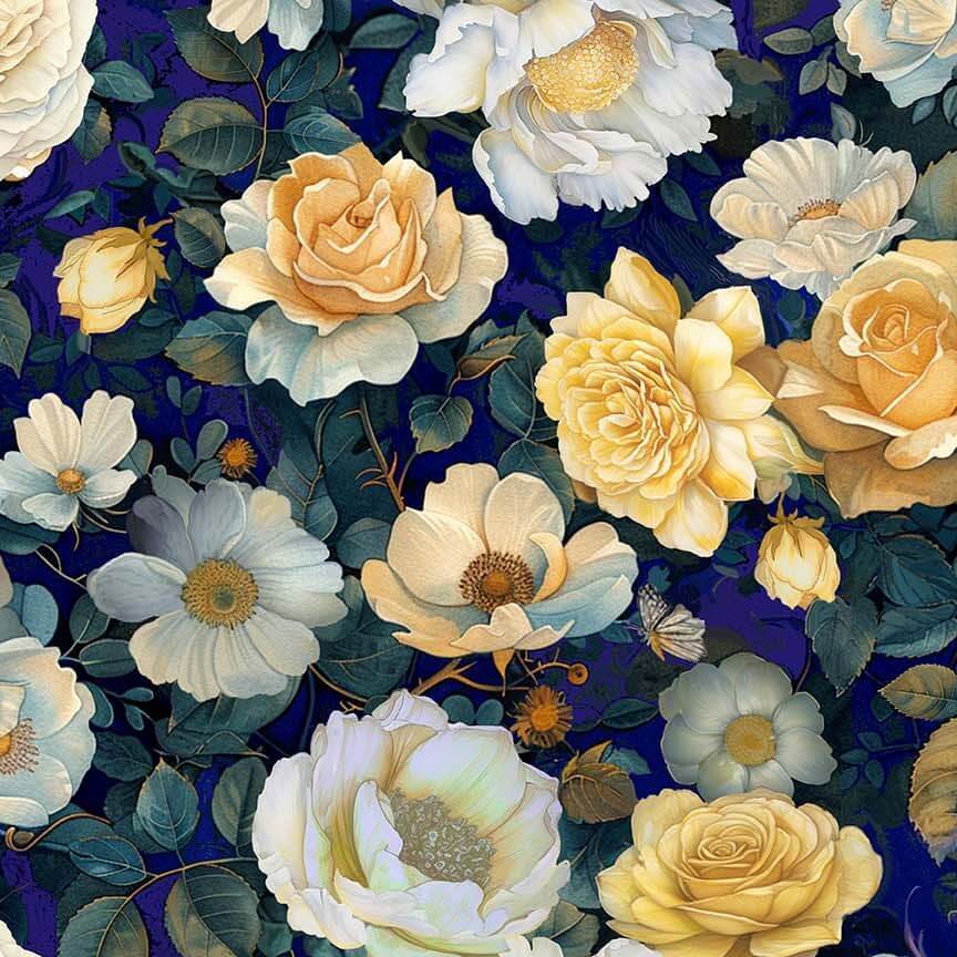 Midnight Floral Greta Dress, detail view