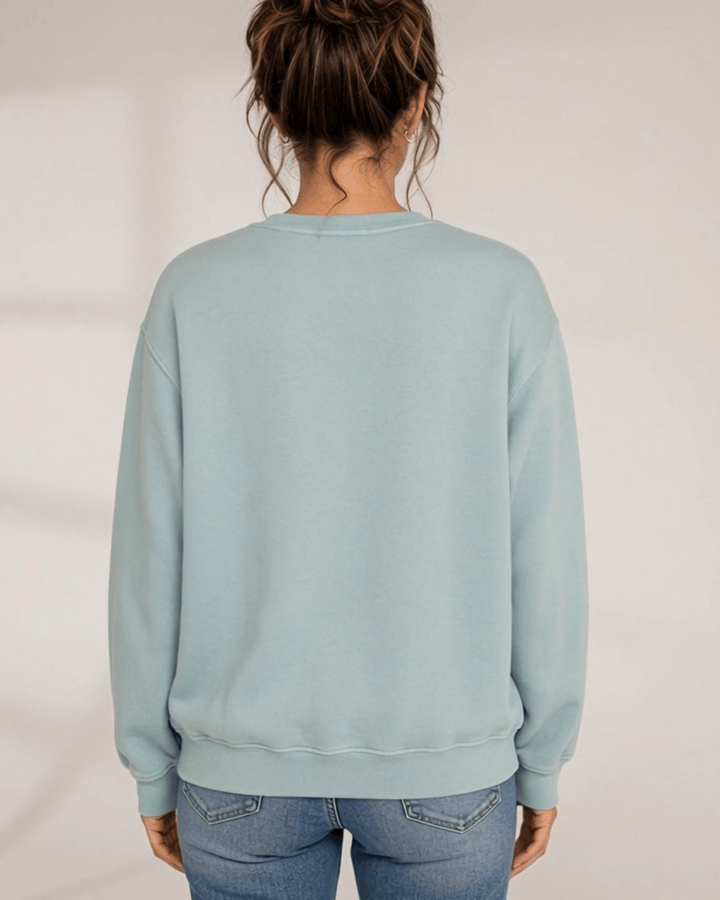 Made in USA Naughty List Christmas Graphic crew neck sweatshirt in sage green with an I&