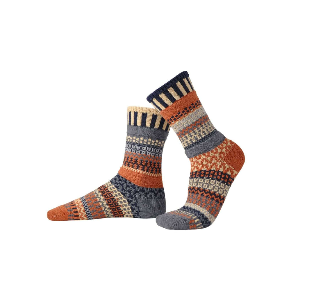Solmate NUTMEG Knitted Crew Socks | Made in USA | These socks are delightfully mismatched & so very comfortable. American Made Women's Boutique.