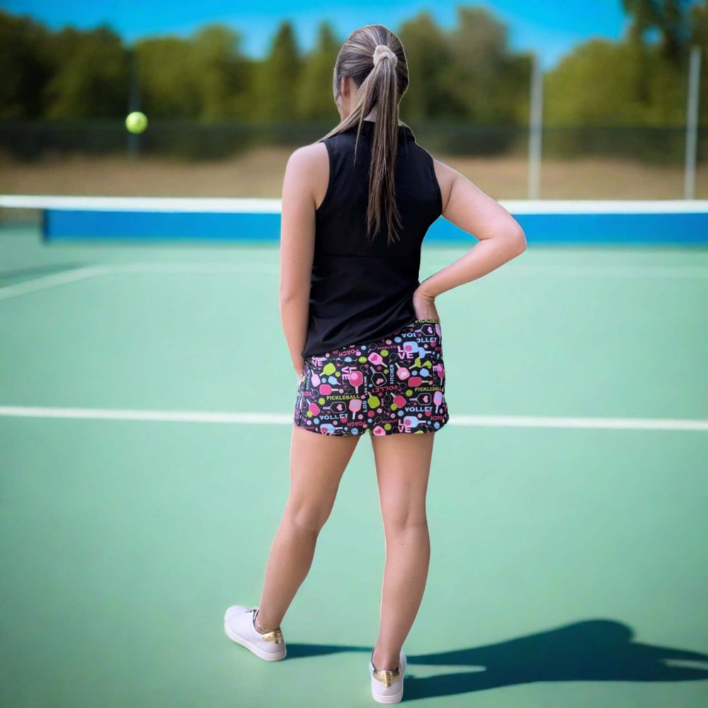 Ladies Active Wear Court Skort in Pickleball Print by Southwind Apparel | Made in USA | For Golf, Tennis, Pickleball, Lunch, Vacation Wear for Spring & Summer | Classy Cozy Cool Women's Made in America Boutique