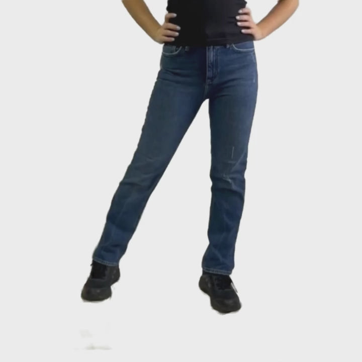 Just Black Denim Style# BP373J | Women's True Vintage Straight Leg Denim Jeans in Medium Denim | Made in USA | Classy Cozy Cool Women's Made in America Clothing Boutique