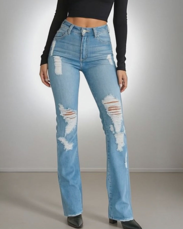 Cora Bootcut Distressed Jeans