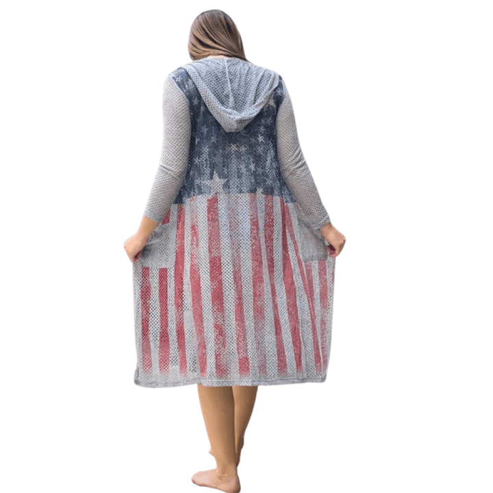 Women's American Flag Mesh Swim Cover Up Made in USA These Run Very Small 