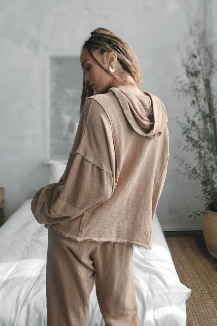 The hoodie you have been dreaming about. Made in USA, The New Baja Hoodie is an update on our best seller. Featuring cool seam detailing and a slouchy fit, this hoodie is ultra cozy and flattering on all body types. + Navy / Sand+ Available in S-XL+ Machine wash cold